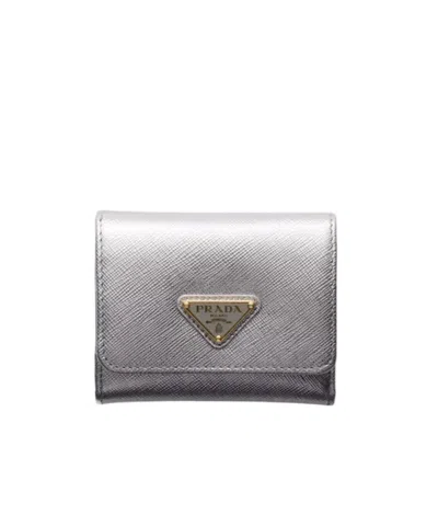 Prada Small Leather Wallet In Orange