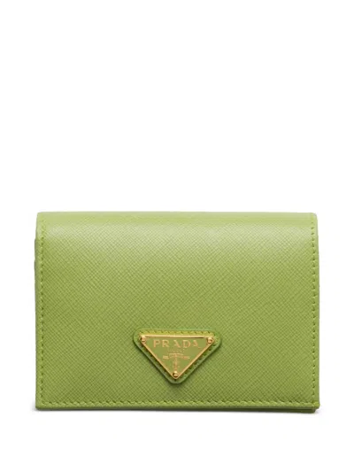 Prada Small Leather Wallet In Green