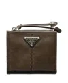 Prada Small Leather Wallet In Green