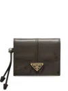 Prada Small Leather Wallet In Green