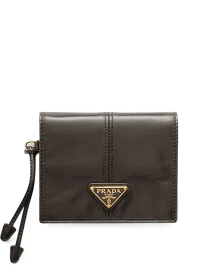 Prada Small Leather Wallet In Green