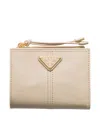 Prada Small Leather Wallet In Neutral