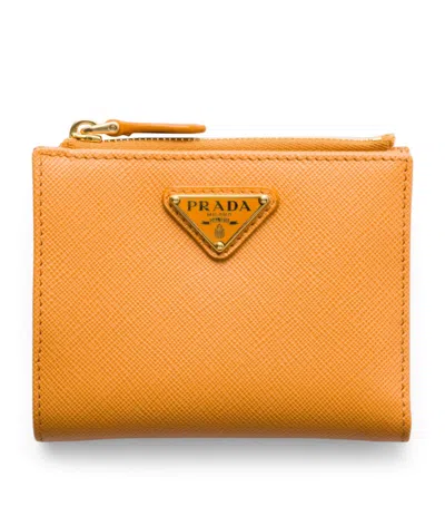 Prada Small Leather Wallet In Amber