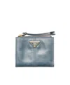 Prada Small Leather Wallet In Pilot Blue