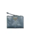 Prada Small Leather Wallet In Pilot Blue