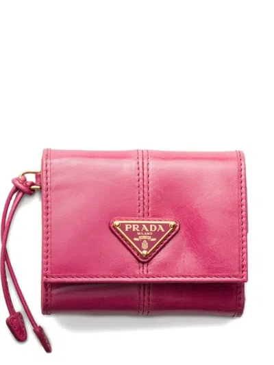 Prada Small Leather Wallet In Pink