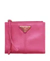 Prada Small Leather Wallet In Pink