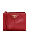 Prada Small Leather Wallet In Red