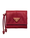 Prada Logo-plaque Leather Wallet In Red