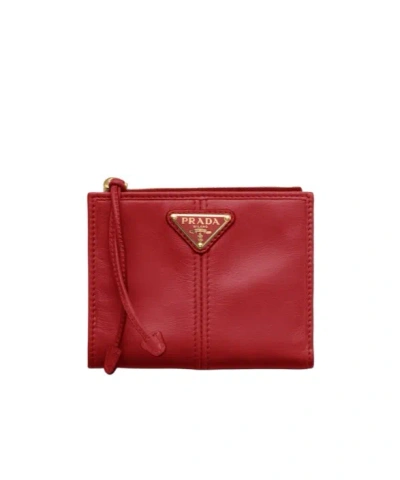 Prada Small Leather Wallet In Red