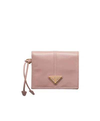 Prada Small Leather Wallet In Rose Bengal