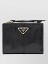 Prada Small Leather Wallet Wrist Strap In Black
