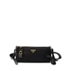 Prada Small Re-nylon And Leather Shoulder Bag With Padlock In Black