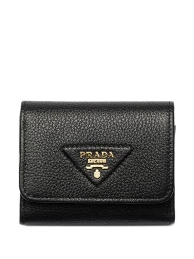 Prada Small Leather Wallet In Black