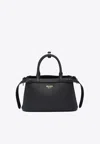 Prada Small Logo Leather Top Handle Bag In Black