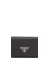 Prada Small Logo-plaque Leather Wallet In Black
