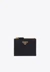 Prada Womens Black Brand-plaque Small Saffiano Leather Wallet In Black