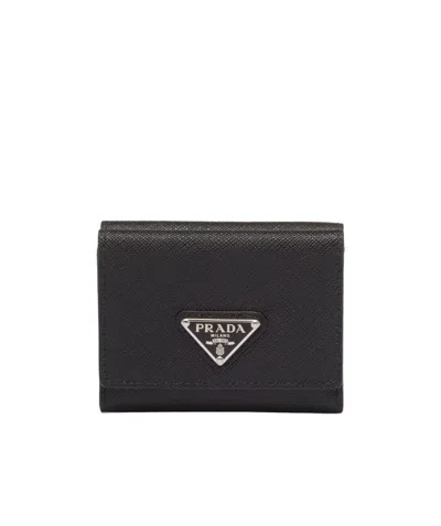 Prada Small Saffiano Leather Wallet In Black
