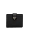 Prada Small Logo-plaque Saffiano Leather Wallet In Black