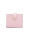 Prada City Calf Leather Compact Wallet In Pink