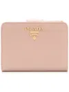 Prada Small Logo-plaque Wallet In Neutrals