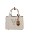 Prada Women Small Logo Tote Bag In Beige