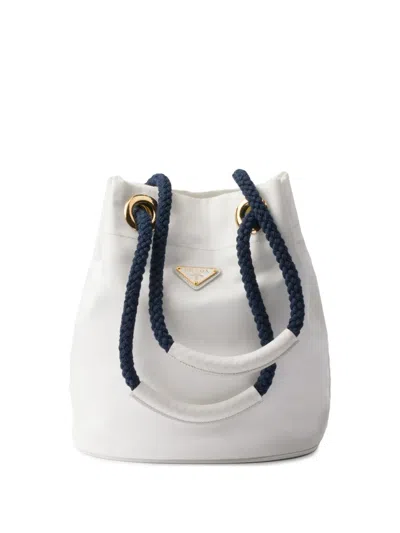 Prada Small Mariner Bucket Bag In White