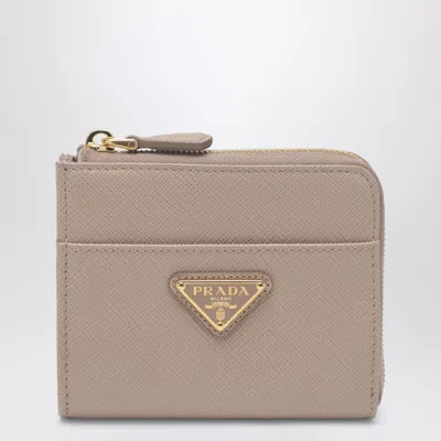 Prada Small Mini Saffiano Leather Zip-around Wallet In Pink