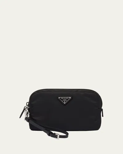Prada Small Nylon Cosmetic Pouch Bag In F0134 Brandy