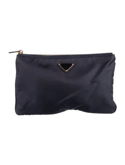 Pre-owned Prada Small Nylon Pouch In Blue