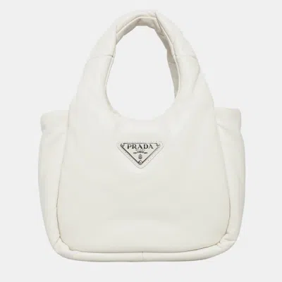 Pre-owned Prada Small Padded Leather Tote In White