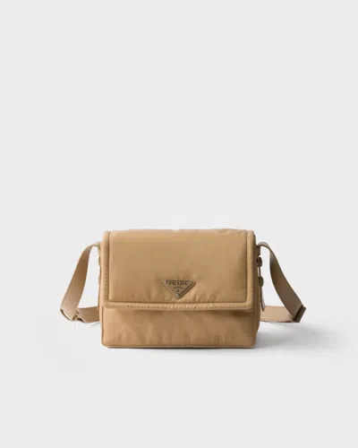 Prada Small Padded Re-nylon Shoulder Bag In Camel Brown