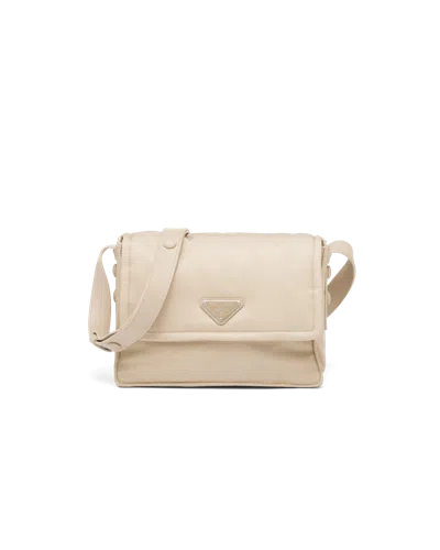 Prada Kleine Schultertasche Aus Gepolstertem Re-nylon In Desert Beige