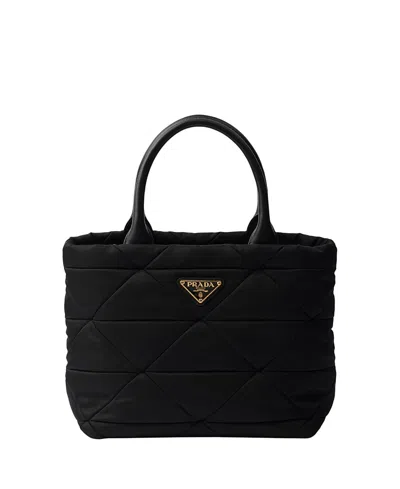 Prada Small Padded Re-nylon Tote In Black