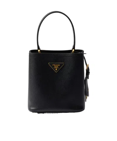 Prada Panier Saffiano Leather Mini-bag In Black
