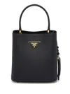 Prada Small Panier Leather Tote Bag In Black