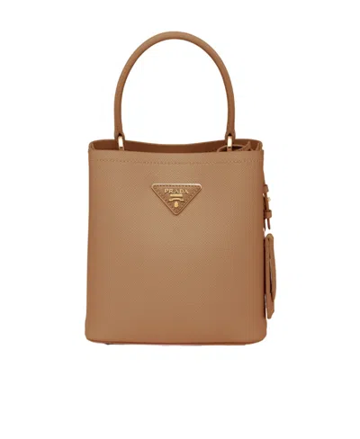 Prada Medium Panier Tote Bag In Braun