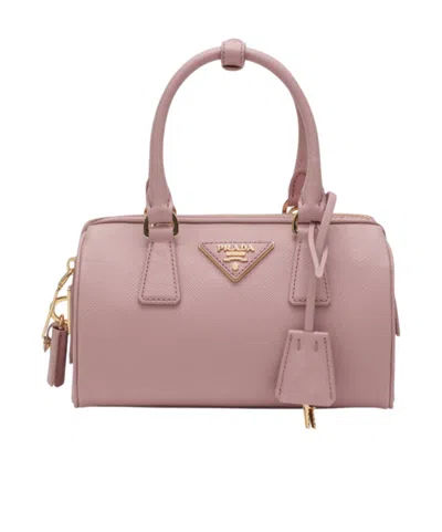 Prada Small Peach Pink Saffiano Leather Handbag