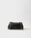 Prada Womens Black Tumulte Branded Leather Shoulder Bag In Black
