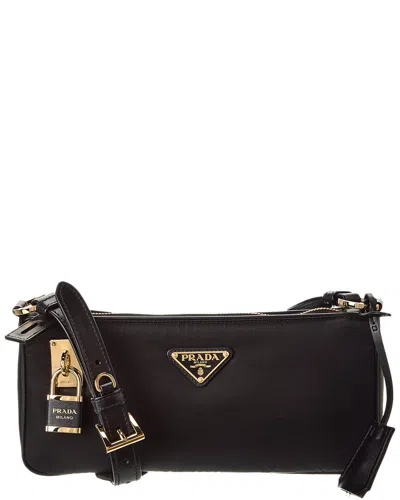 PRADA PRADA SMALL RE-NYLON & LEATHER SHOULDER BAG