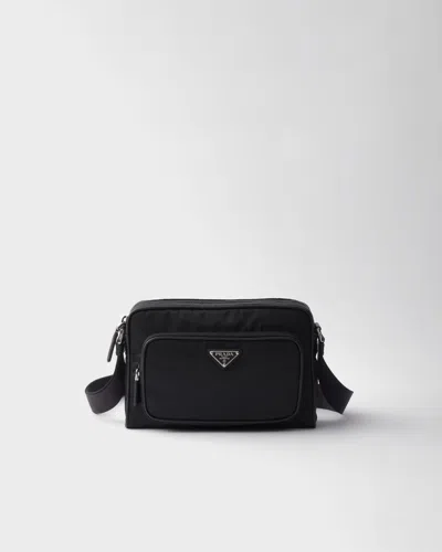 PRADA SMALL RE-NYLON AND SAFFIANO LEATHER SHOULDER BAG