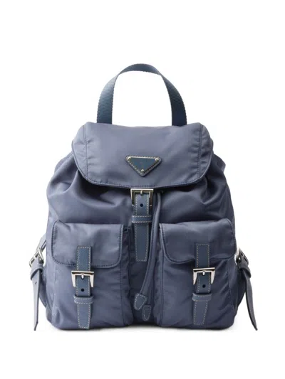 Prada Small "re-nylon" Backpack In Blue