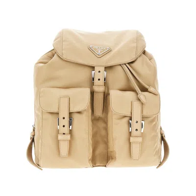Prada Small Re-nylon Backpack In Sand