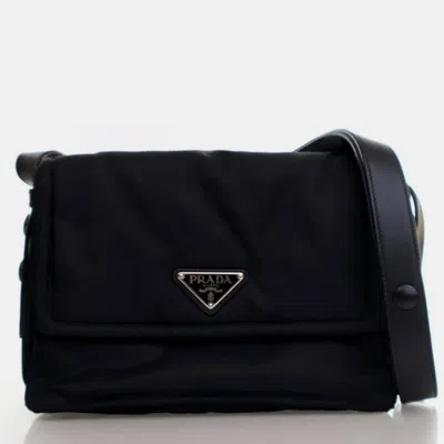 Pre-owned Prada Small Re-nylon Padded Messenger Bag In Black