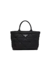 Prada Small Re-nylon Logo Plaque Top Handle Bag In Black