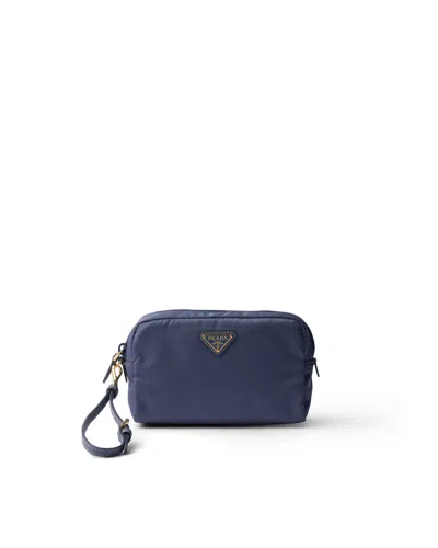 Prada Small Re-nylon Pouch In Blue