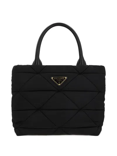 Prada Padded Tote Bag With Top Handles In Black