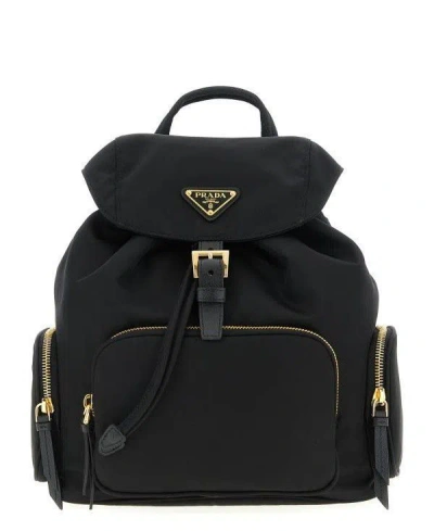 Prada Small Recycled Nylon Backpack Ooo In Black