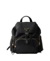 Prada Functional Backpack With Adjustable Straps And Pocket In Black