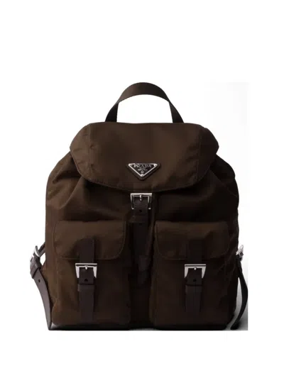 Prada Small Re-nylon Backpack In Brown